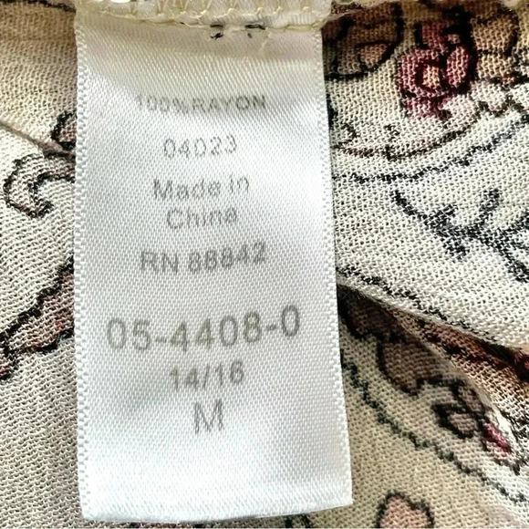 Denim 24/7 Dress Size 14/16 (M) Brown Beige Paisley Rayon Crinkle Laced Bust - Picture 4 of 12